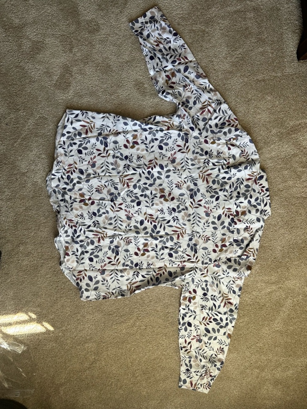 Coldwater Creek Cream Blouse with Multicolor Leaf Print - Picture 5 of 5